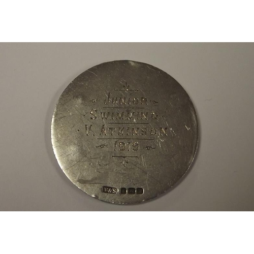 1 - Silver swimming medallion, Birmingham 1919.