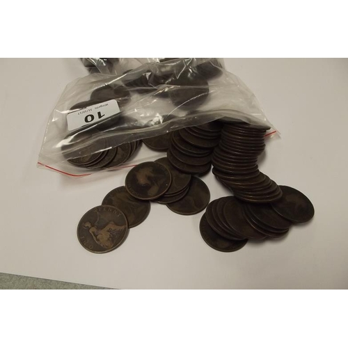 10 - Large collection of Victorian 'Veiled Head' Pennies.