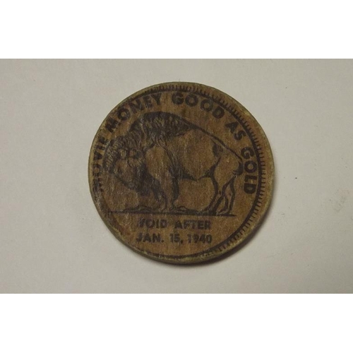 135 - Rare One Wooden Nickel - void after January 15, 1940.