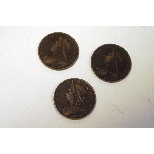 16 - Three good Victorian 'Veiled Head' Pennies, 1896, and 1901 (two).