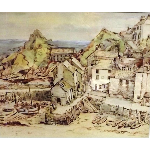 189 - E. Najman, framed and glazed watercolour - Polperro Cornwall, 14 in. x 17 in.