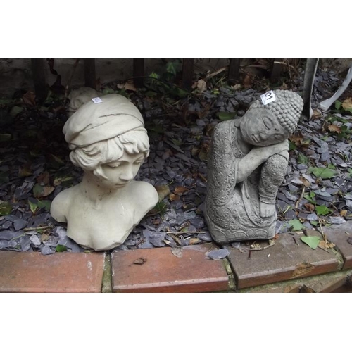 301 - Modern stoneware garden statue of a Deity, and one other. (2)