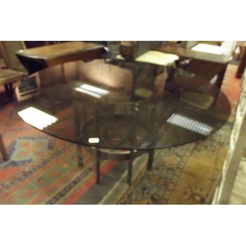 317 - Contemporary glass-topped dining table, 28 in. x 58 in.