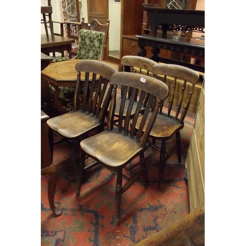 335 - Two pairs of elm rail-back kitchen chairs.