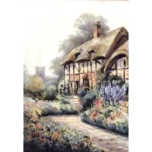 360 - Mark Cook framed and glazed watercolour - country cottage with church beyond, signed lower right, 10... 