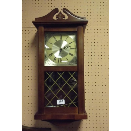 361 - London Clock Company quartz chime wall clock.