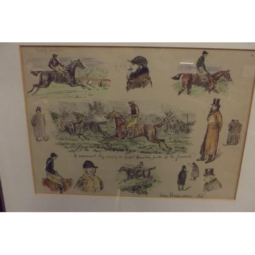 379 - Set of three framed and glazed colour prints - horse racing caricatures.