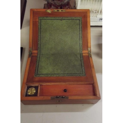 394 - Small 19th Century mahogany writing box, lift-up lid with fitted interior.