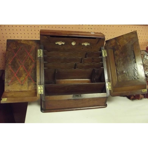 398 - Antique walnut two-door table-top stationery cabinet.