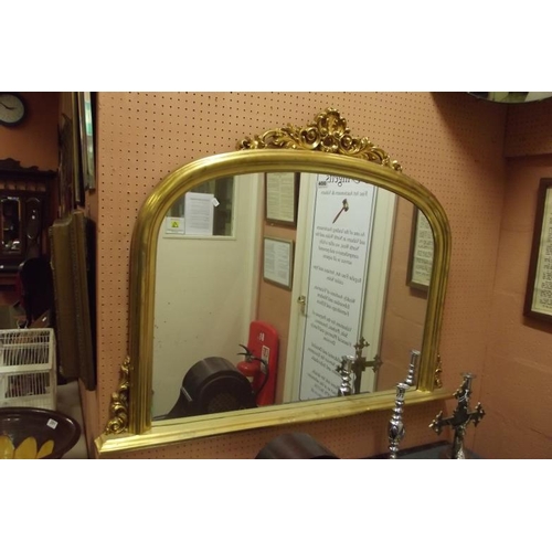 400 - Victorian style gilt framed arched top overmantle mirror, 47 in. wide.