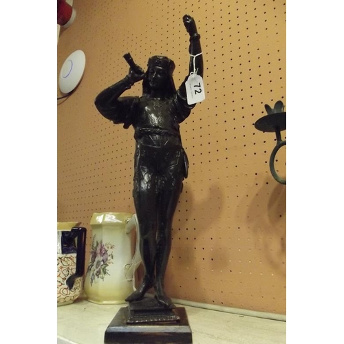 72 - Spelter figure, 18 in. high.