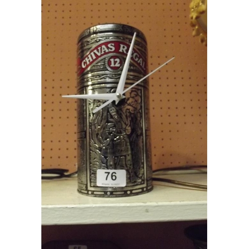 76 - Chivas Regal bottle tin clock.