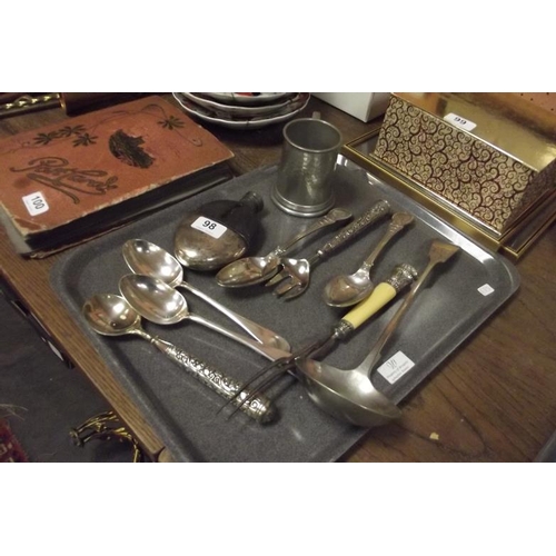 98 - Various plated serving cutlery, etc.