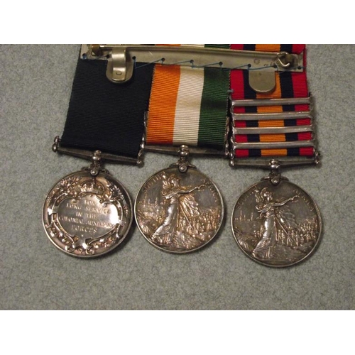 48 - Group of three medals - Q.S.A four-bar to 293 Sgt. J. Cock Marshall's Horse (rank and regiment re-en... 