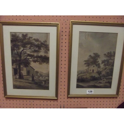 126 - Pair of 19th Century watercolours - rural scenes.