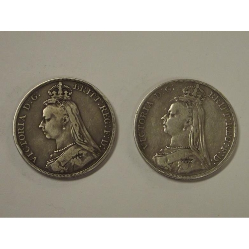 13 - Two Victorian silver Crowns - 1889 and 1890.