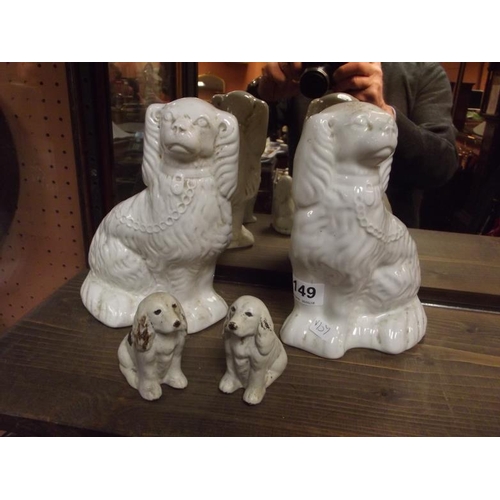 149 - Two pairs Staffordshire dogs.