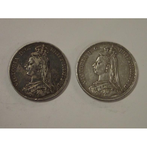 15 - Two Victorian silver Crowns - 1887 and 1891.