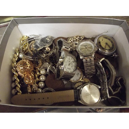156 - Various wristwatches, coins, etc.
