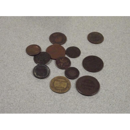 19 - Small collection of 19th Century British and European copper coins.