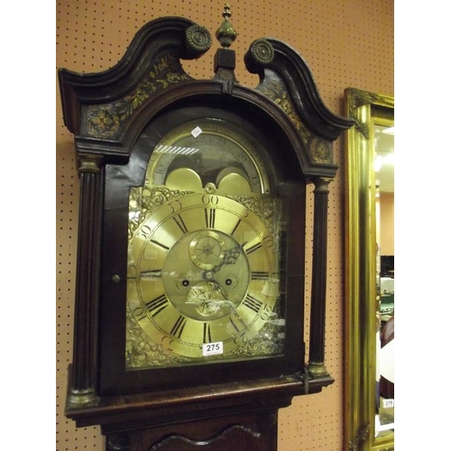 275 - James Kirkham, Holywell, 8-day long-case clock, the brass face rolling moon movement encased above b... 