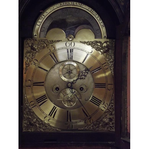 275 - James Kirkham, Holywell, 8-day long-case clock, the brass face rolling moon movement encased above b... 