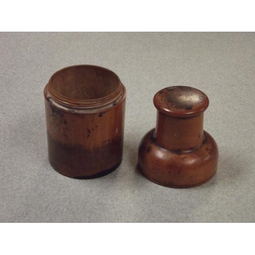 3 - 19th Century turned boxwood medicine bottle case, 4.75 in. high.