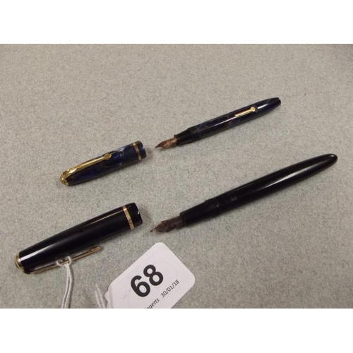 68 - Vintage Parker Victory fountain pen, black with 14k gold nib, and a Conway Stewart 'Dinkie' 550 foun... 