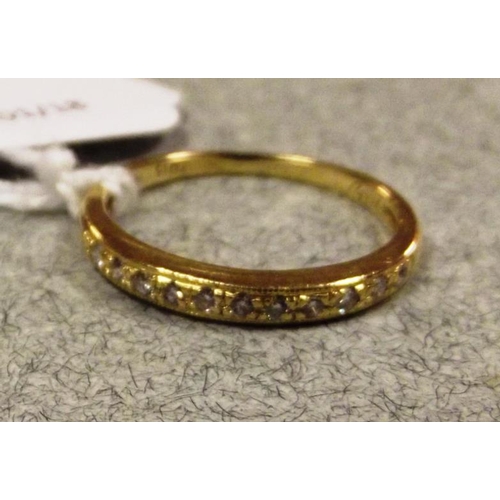 71 - 18 ct. yellow gold half eternity ring set with 11 diamonds, size K, 1.8 g.