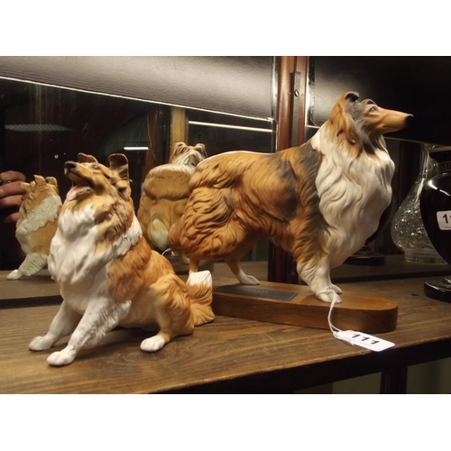 111 - Beswick Rough Collie on wooden base, no. 2581 (matt), and a Beswick Shetland Sheepdog, no. 3080 (mat... 