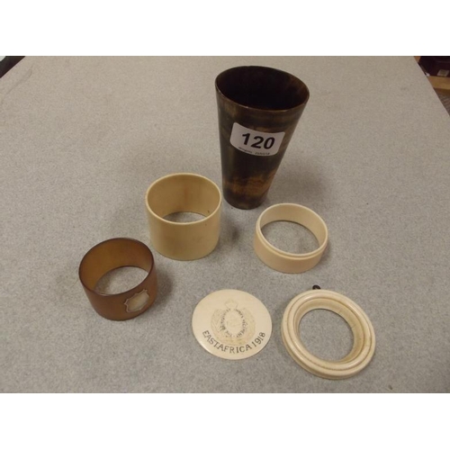 120 - Two horn beakers, etc.