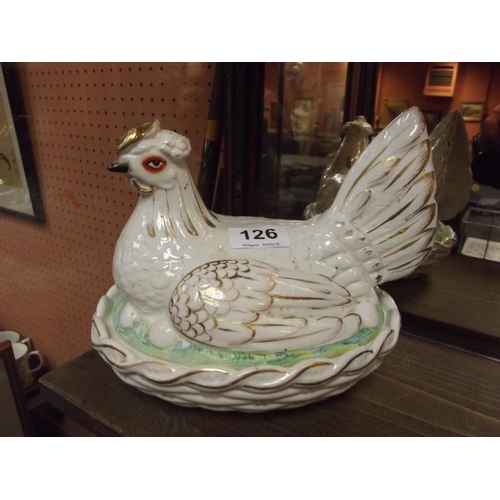 126 - Late 19th Century Staffordshire hen on nest.