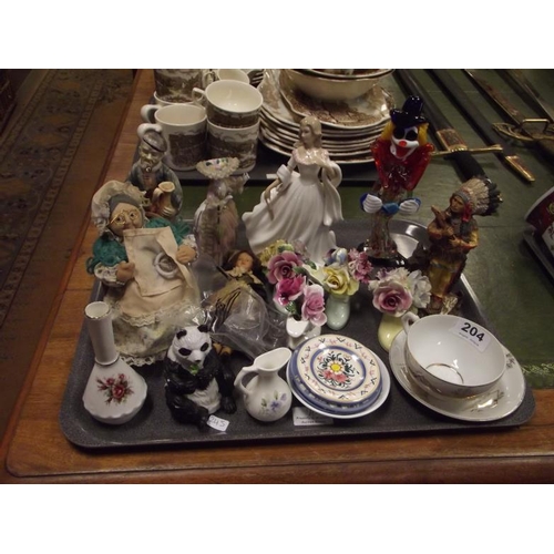 204 - Murano clown, various ornaments, etc.