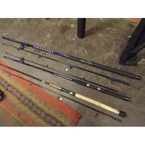 249 - Stealth HMC 9 ft. two-piece rod, fladen Powerstick 8 ft. two-piece rod, and a Fladen Powerstick 7 ft... 