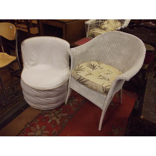 266 - Painted wicker chair, and a nursing chair. (2)