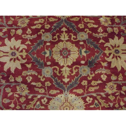 278 - Red and blue ground rug having allover geometric pattern, 120 in. x 82 in.