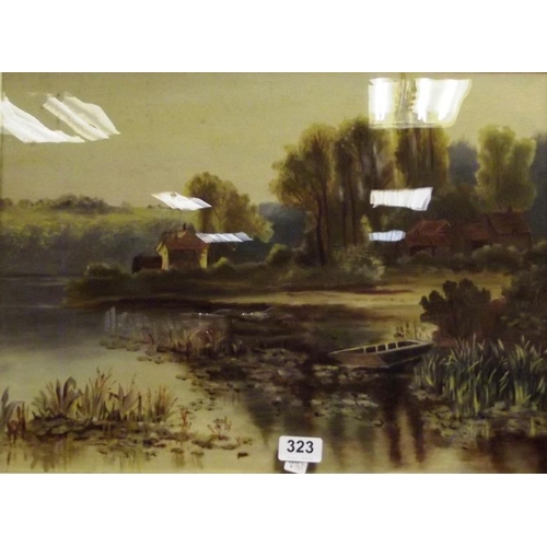 323 - Gilt framed and glazed picture - country scene.