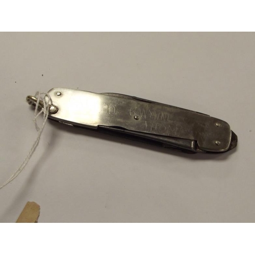 2 - Witness Sheffield angler's knife with nickel sideplates, five implements comprising knife blade, spi... 