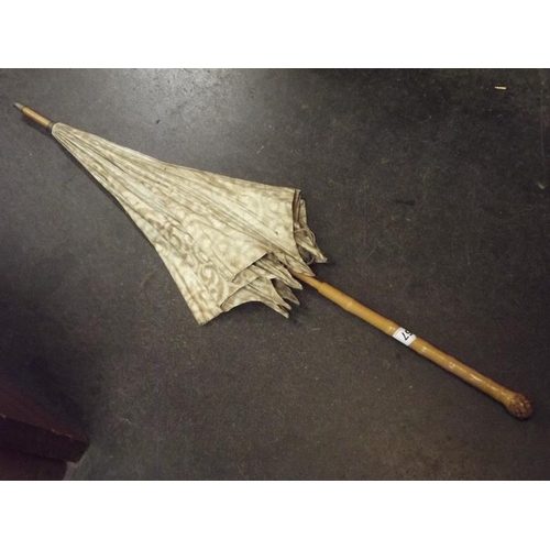 57 - Vintage silk parasol with bamboo handle.