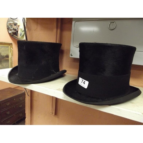 74 - Two vintage top hats.