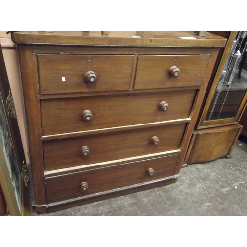 352 - Victorian mahogany chest of two short and three long drawers with knob handles.