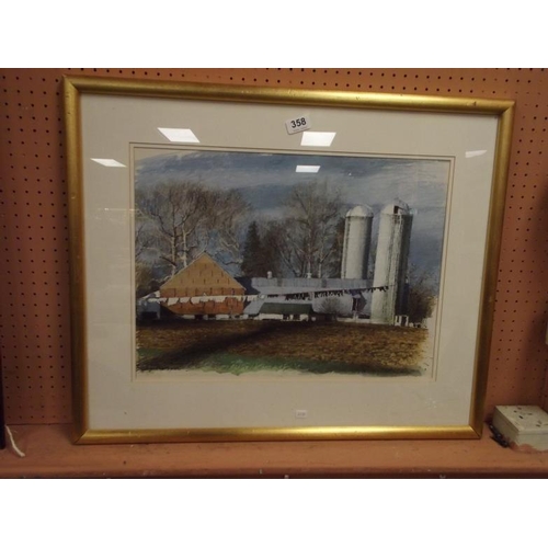 358 - Keith Bowen RCA, framed and glazed watercolour - Amish Farm, signed lower right, 15 in. x 20 in.