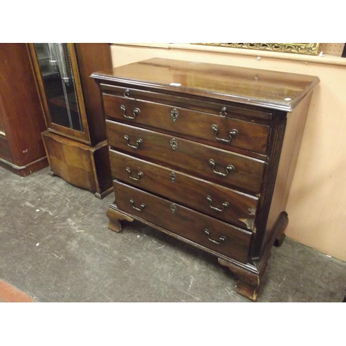 359 - George III mahogany dwarf chest, moulded top above brushing slide and four long graduated drawers wi... 