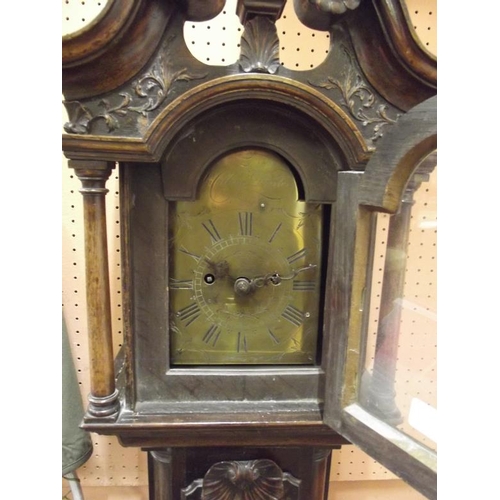 375 - John Cutlove, Beccles, mid 18th Century brass faced twin fusee grandmother clock contained in a maho... 