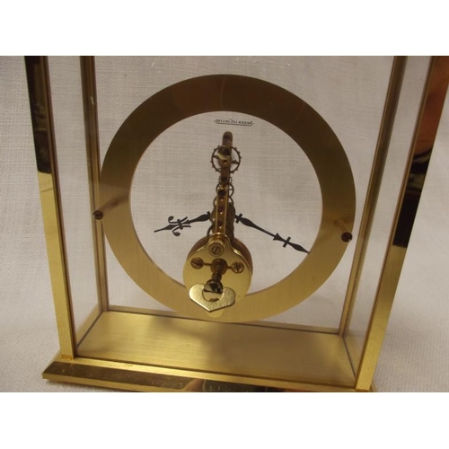 1 - Jaeger - Le Coultre gilt metal cased four-glass mantle clock, visible skeleton movement mounted with... 