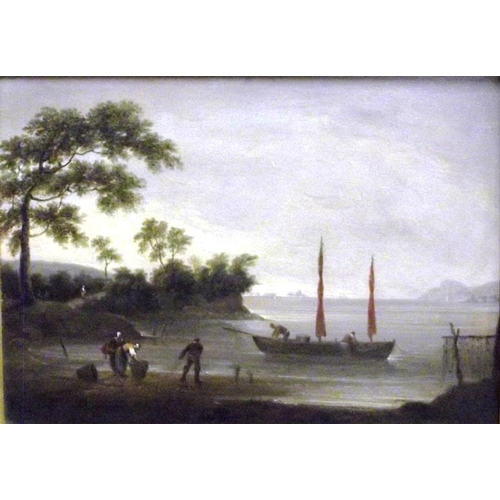 101 - Attributed to Francis Swaine (British 1725 - 1782), pair of oil paintings on board - Fisherman unloa... 