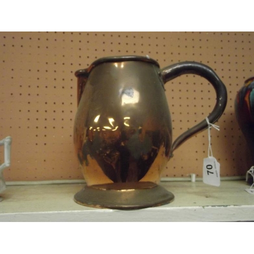 70 - Antique copper ale jug, 8.5 in. high.