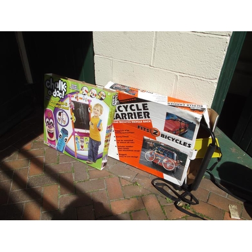 357 - Boxed Chalk-a-Tool easel, together with a rear mounting bicycle rack.