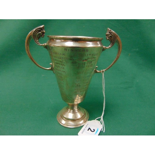 2 - Silver two handled trophy - Greenland High School - Arnold High School for Girls Inter House Tennis ... 