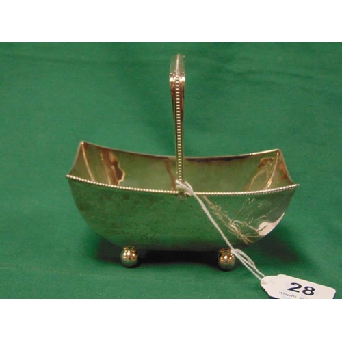 28 - Silver boat shaped sugar basin, maker Atkin Brothers, Sheffield 1881, 5oz.